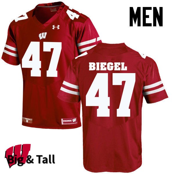 Wisconsin Badgers Men's #47 Vince Biegel NCAA Under Armour Authentic Red Big & Tall College Stitched Football Jersey XQ40X31JM